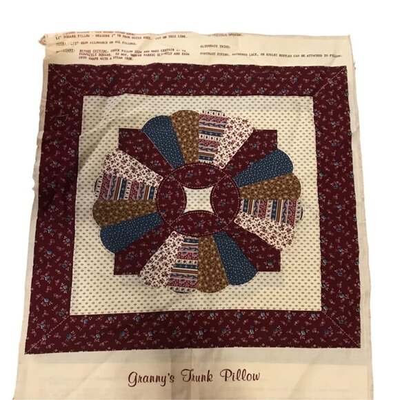 Granny's Trunk Pillow Pattern Panel Kit Quilting Patchwork Design 16" Pillow - Picture 1 of 8